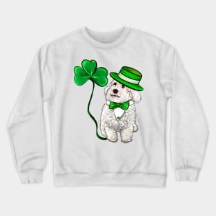 Top 10 best Irish Gifts Sailor Cavapoo cute funny dog in tuxedo hat Clover Shamrock Green three leaf Shamrock Clover Crewneck Sweatshirt